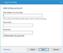 Wordpress Login dialog box